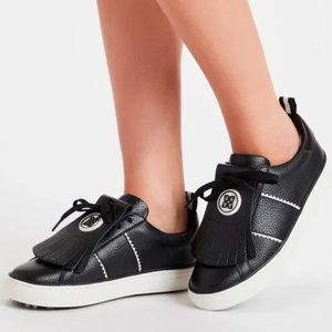 GFore GOLF NIB Womens Black Onyx Leather Kiltie Disruptor SZ7